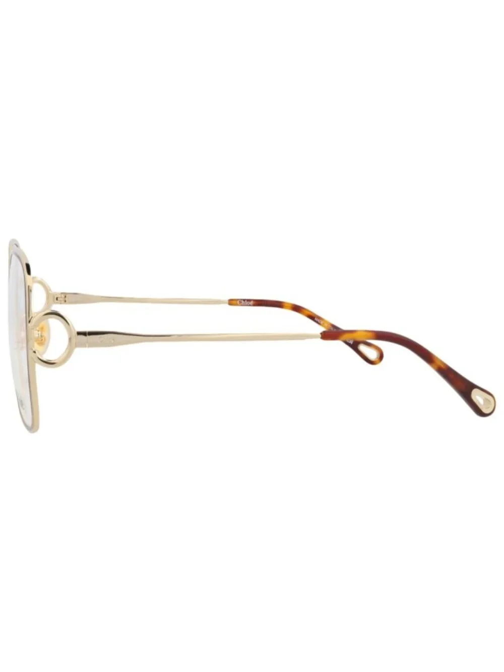 New Chloé Women's Eyeglasses Square Rectangle Metal Frame Gold Gold Transparent